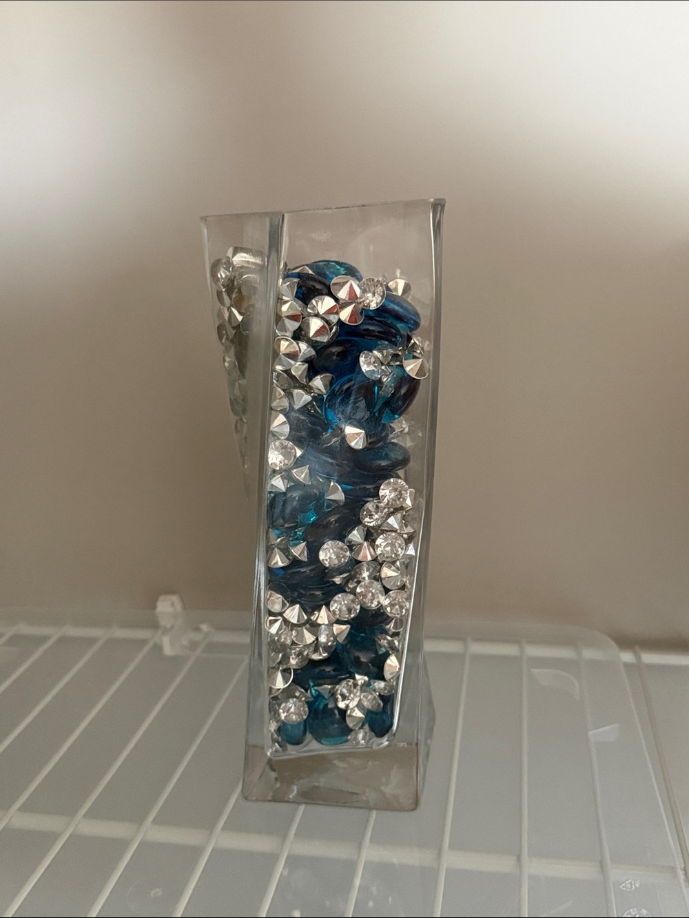 Blue and Silver Crystal Decor Vase
